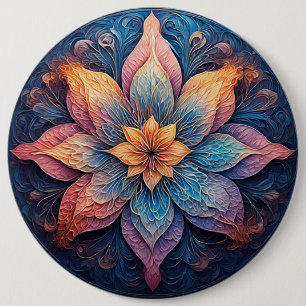 Farbige Mandala-Blumen-Design Button