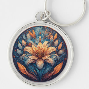 Farbige Mandala-Blumen-Design Schlüsselanhänger