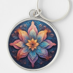 Farbige Mandala-Blumen-Design Schlüsselanhänger