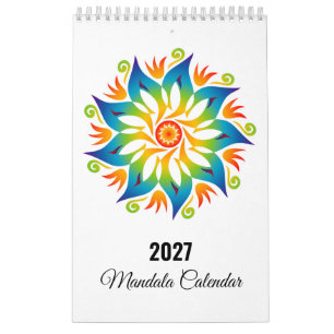 Farbige Mandala-Blumen-Räder 2027 Kalender