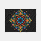 Farbige Mandala-Blumensymmetrie Fleecedecke (Vorderseite (Horizontal))