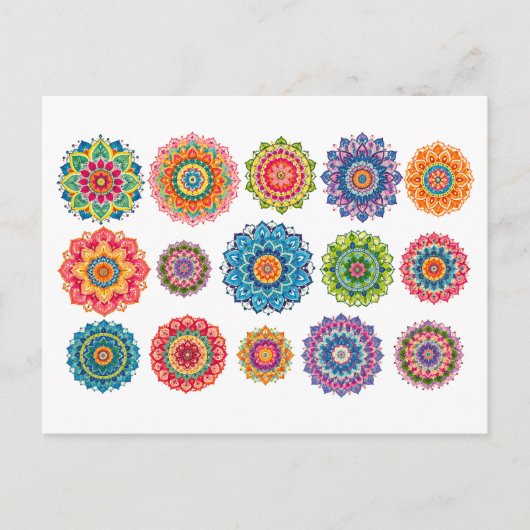 Farbige Mandala-Collage Postkarte (Vorderseite)