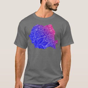 Farbige Mandala-Kunstkarte Rumäniens mit Text in b T-Shirt