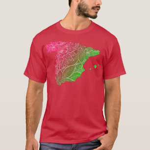 Farbige Mandala Kunstkarte Spaniens mit Text in Bu T-Shirt