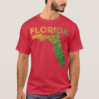 Farbige Mandala Kunstkarte von Florida mit Text in T-Shirt