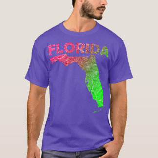 Farbige Mandala Kunstkarte von Florida mit Text in T-Shirt