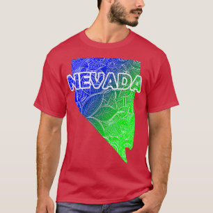 Farbige Mandala Kunstkarte von Nevada mit Text in T-Shirt
