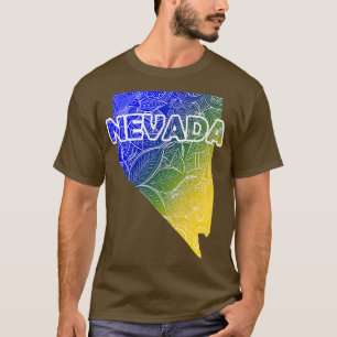 Farbige Mandala Kunstkarte von Nevada mit Text in T-Shirt