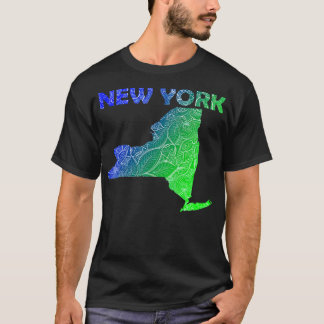 Farbige Mandala-Kunstkarte von New York mit Text i T-Shirt