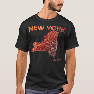 Farbige Mandala-Kunstkarte von New York mit Text i T-Shirt