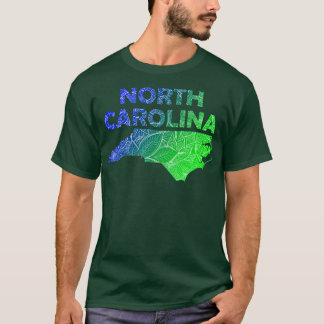 Farbige Mandala Kunstkarte von Nord-Olina mit Text T-Shirt
