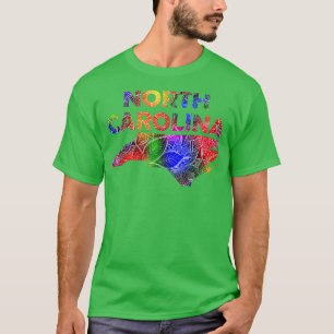 Farbige Mandala Kunstkarte von Nord-Olina mit Text T-Shirt