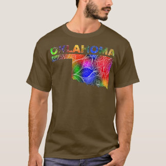 Farbige Mandala Kunstkarte von Oklahoma mit Text i T-Shirt