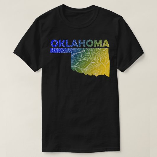 Farbige Mandala Kunstkarte von Oklahoma mit Text i T-Shirt (Design vorne)