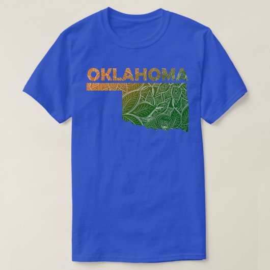 Farbige Mandala Kunstkarte von Oklahoma mit Text i T-Shirt (Design vorne)