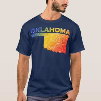 Farbige Mandala Kunstkarte von Oklahoma mit Text i T-Shirt