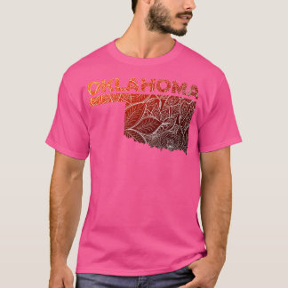 Farbige Mandala Kunstkarte von Oklahoma mit Text i T-Shirt