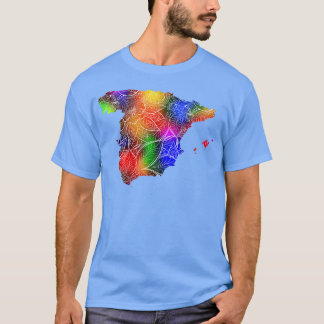 Farbige Mandala Kunstkarte von Spanien mit Text in T-Shirt