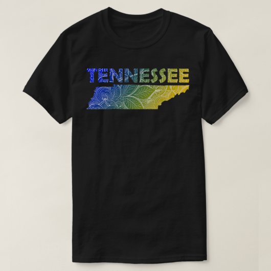 Farbige Mandala Kunstkarte von Tennessee mit Text  T-Shirt (Design vorne)