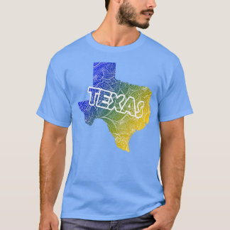 Farbige mandala Kunstkarte von Texas mit Text in B T-Shirt