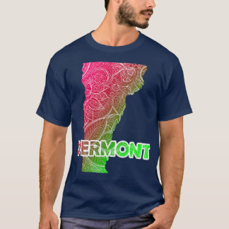 Farbige Mandala Kunstkarte von Vermont mit Text in T-Shirt