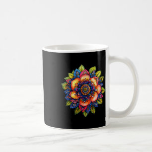 Farbige Mandala-Lotosblume Boho-Yoga-Meditation Kaffeetasse