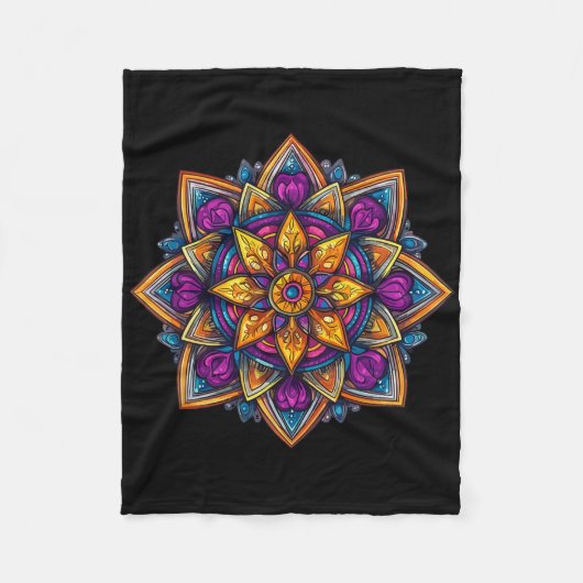 Farbige Mandala-Meditation Lotus Fleecedecke (Vorderseite)