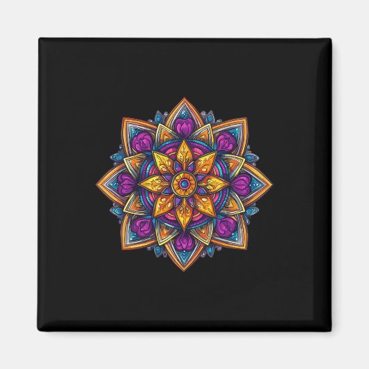 Farbige Mandala-Meditation Lotus Magnet (Vorne)