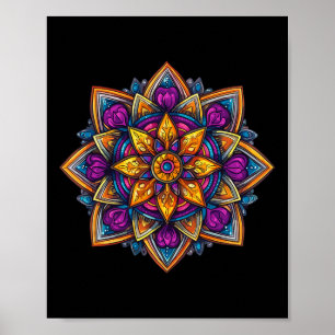 Farbige Mandala-Meditations-Lotos Poster
