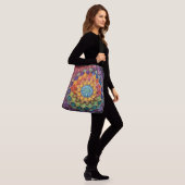 Farbige Mandala-Tasche Tragetaschen Mit Langen Trägern (Am Model)