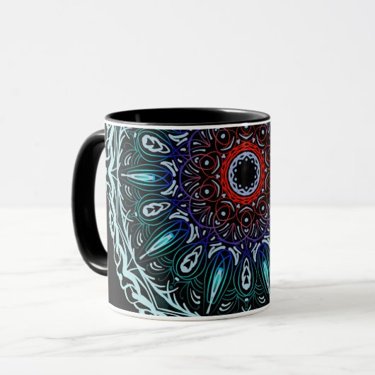 Farbige Mandala Tasse (Vorderseite Links)