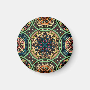 Farbige Mandala: Vintage florale Handzeichnung Magnet
