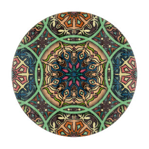 Farbige Mandala: Vintage florale Handzeichnung Schneidebrett