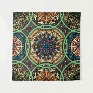 Farbige Mandala: Vintage florale Handzeichnung Wandteppich