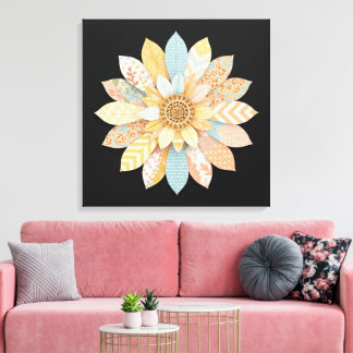 Farbige Mandala-Wandkunst | Lebendige Boho-Spiritu Leinwanddruck