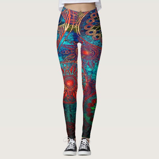 Farbige Mandalase Leggings (Vorderseite)