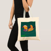 Farbige Mandarinente moderne digitale Kunst Tragetasche (Vorderseite (Produkt))