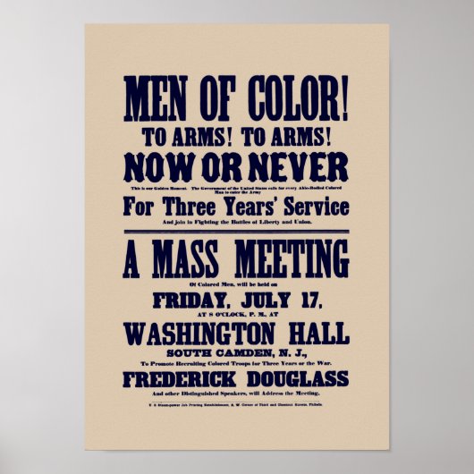 Farbige Männer! Zu Waffen! Jetzt oder nie Poster (Vorne)