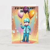 Farbige männliche Ingenieurin zum Geburtstag Karte (Vorderseite)