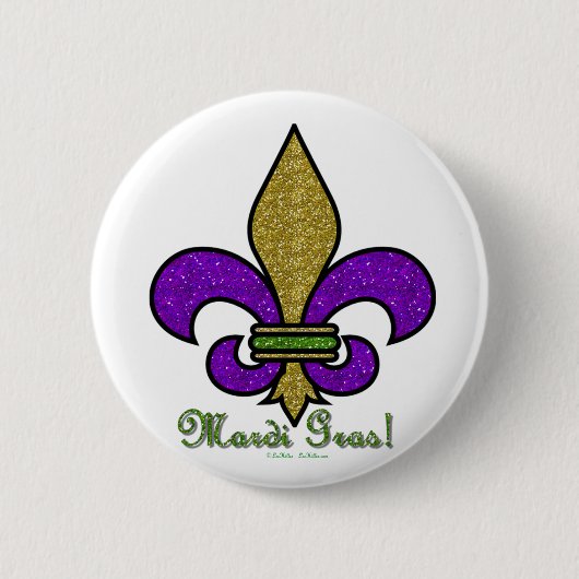 Farbige Mardi Gras Fleur De Lis Button (Vorderseite)