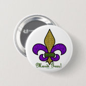 Farbige Mardi Gras Fleur De Lis Button (Vorne & Hinten)
