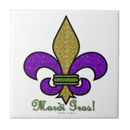 Farbige Mardi Gras Fleur De Lis Fliese