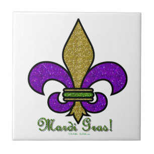 Farbige Mardi Gras Fleur De Lis Fliese