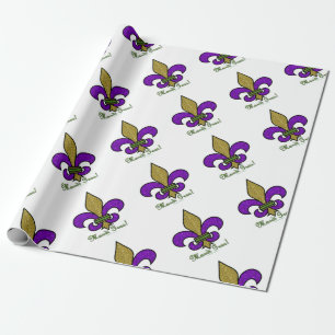 Farbige Mardi Gras Fleur De Lis Geschenkpapier