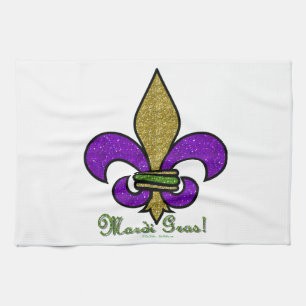 Farbige Mardi Gras Fleur De Lis Handtuch