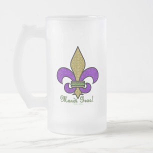 Farbige Mardi Gras Fleur De Lis Mattglas Bierglas