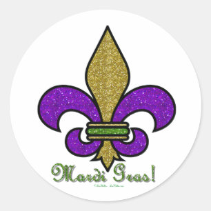 Farbige Mardi Gras Fleur De Lis Runder Aufkleber