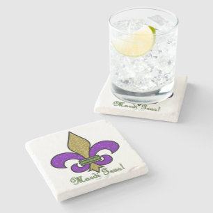 Farbige Mardi Gras Fleur De Lis Steinuntersetzer