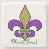 Farbige Mardi Gras Fleur De Lis Steinuntersetzer (Vorderseite)
