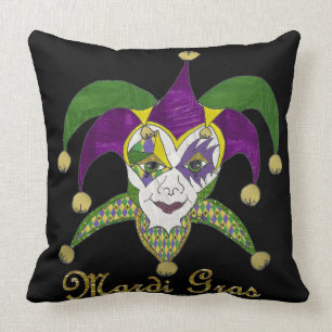 Farbige Mardi Gras Narren Maske Kissen